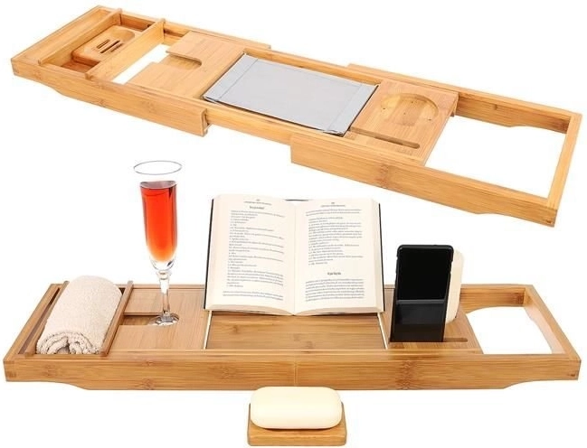 Bamboo Bathtub Shelf Home Spa – Extendable Bath Tray