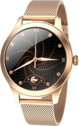 smartwatch fit fw42 oro orologio intelligente da donna con cinturino milanese in metallo