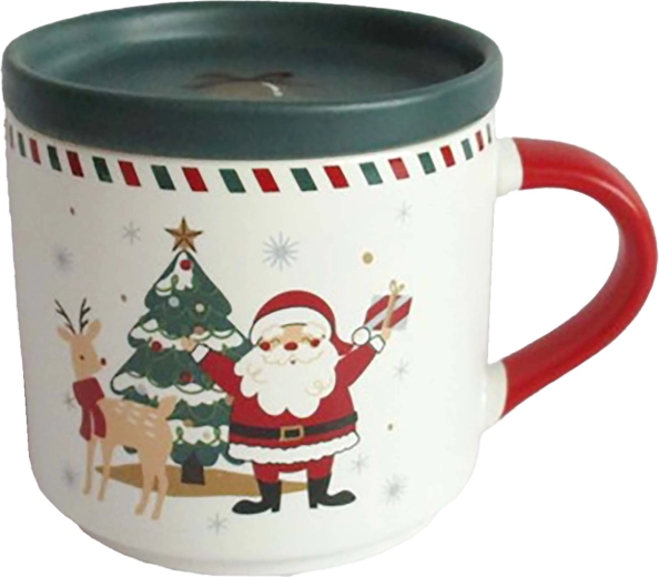 Ceramic Christmas Mug with Santa and Lid 405 ml