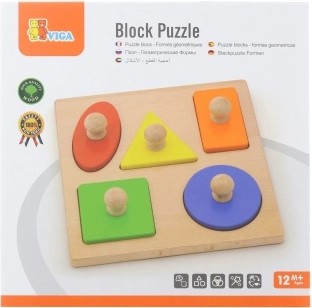 Wooden Shape Sorter with Geometric Shapes