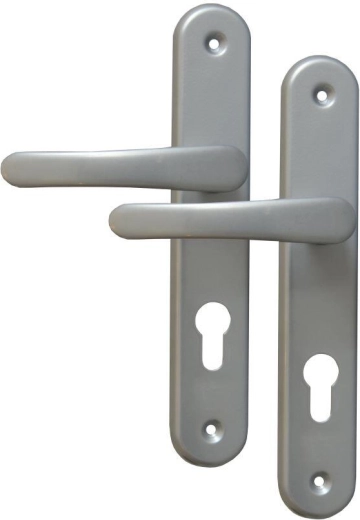 Türbeschlag MICHAELA, Drücker mit Schlüssel, Abstand 72 mm, silber