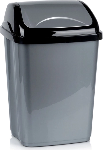 Plastični koš za odpadke s preklopnim pokrovom 26 l, siv