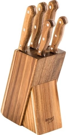 Set di 5 coltelli da cucina in blocco di legno Wood