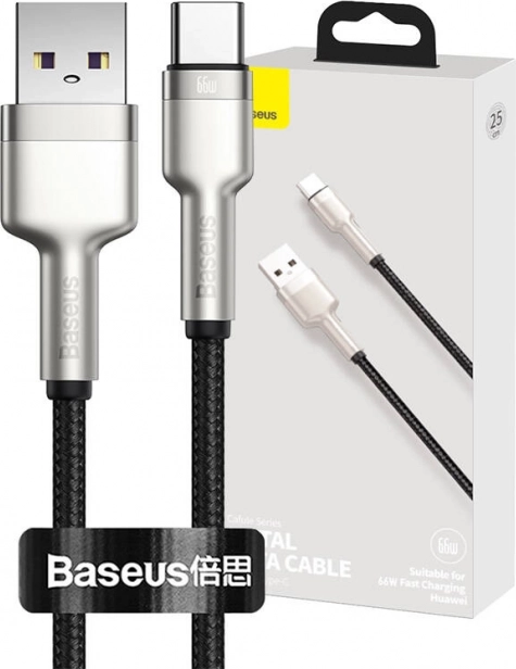Câble de données BASEUS Cafule USB‑A – USB‑C 66 W, 0,25 m, noir