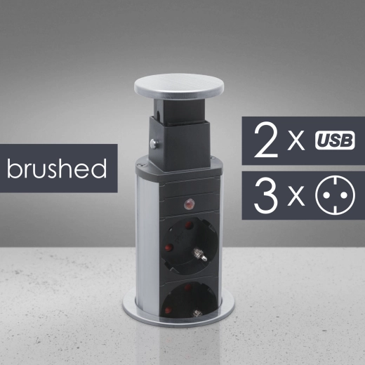 Ciabatta multipresa da incasso estraibile con 3 prese e USB