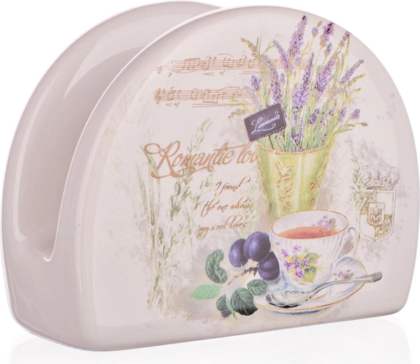 Ceramic Napkin Holder Lavender 10 × 8 cm