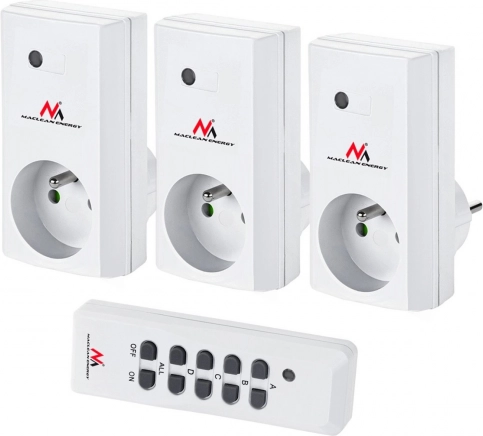 Set of indoor sockets with remote control MACLEAN ENERGY – 3 pcs, programmable