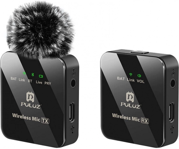 Puluz Wireless Lavalier Microphone 1 TX + 1 RX