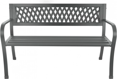 Garden metal bench with backrest, graphite