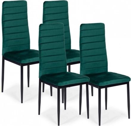 Chaises de salle à manger avec revêtement en velours vert - lot de 4 pièces