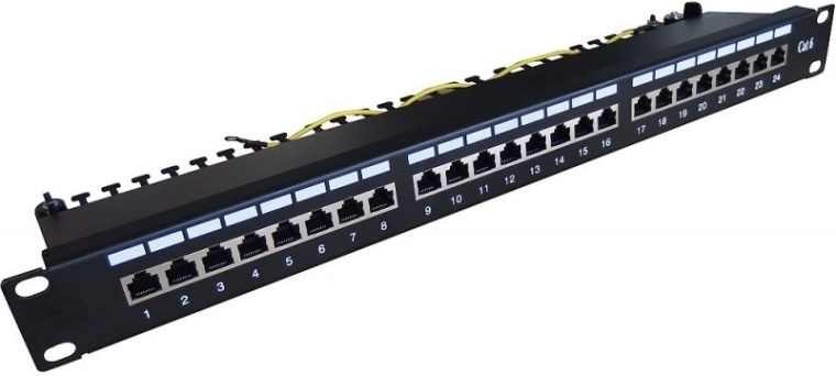 Patch panel 19'' 24x RJ45 cat.6, black