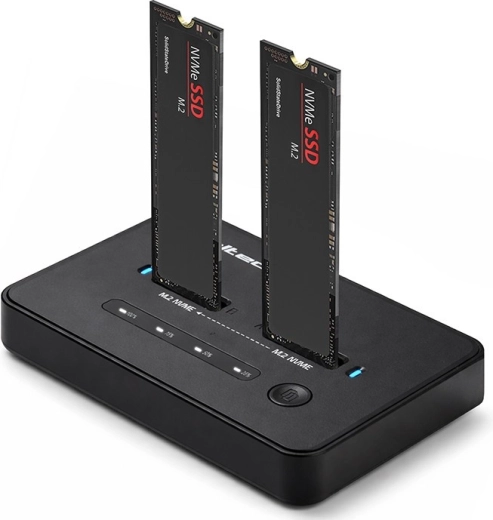 Qoltec dockingstation til M.2 NVMe/SATA SSD med USB-C og offline kloning