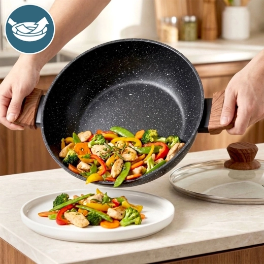 Comode maniglie soft touch con finitura effetto legno