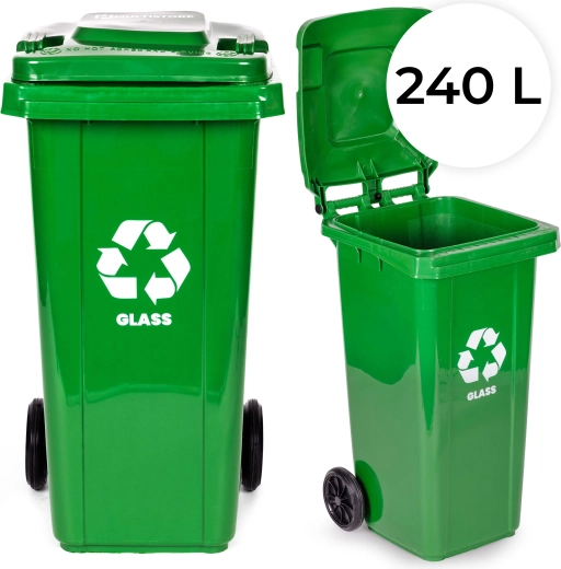 Poubelle 240 l pour déchets triés avec roues en caoutchouc – jaune (plastiques et métaux)