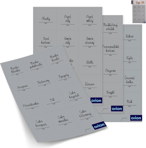 Étiquettes autocollantes pour bocaux Grey carré 48 pcs (CZ)