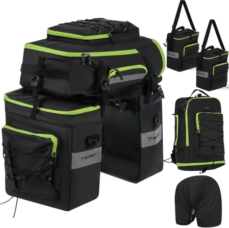 Waterproof cycling triple set TRIZAND 65 l – rear panniers and 3-in-1 backpack