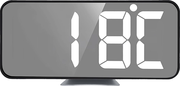 LED-display med skift mellem tid og temperatur