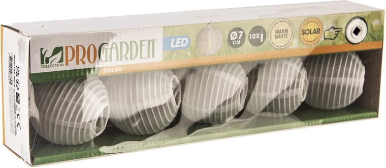 Solcelledrevet LED-lanternekæde hvid 10 stk. 4 m