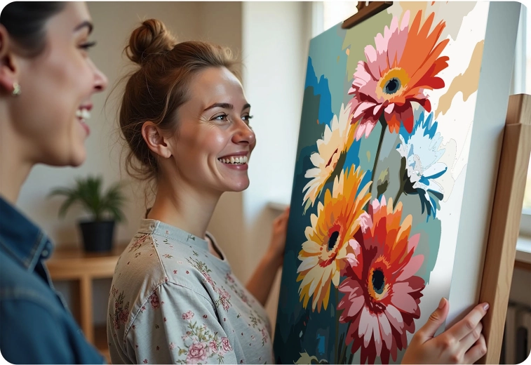 Tutto nel kit: tela, colori, 3 pennelli