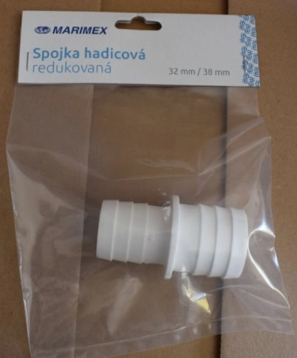 Reducing hose connector 32/38 mm, white