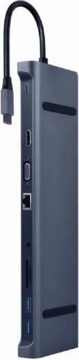 Adattatore USB-C con supporto di alimentazione, Ethernet Gigabit, VGA, HDMI e 3x USB 3.1 con lettore di schede SD