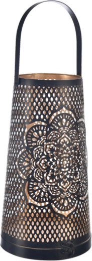 Kovinski svečnik Mandala črno/zlat 30 cm
