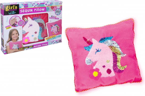 Unicorn Pillow with Sequins and Sewing for Kids