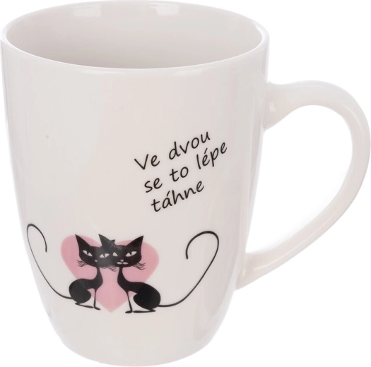 Tasse en porcelaine blanche avec motif chat 380 ml