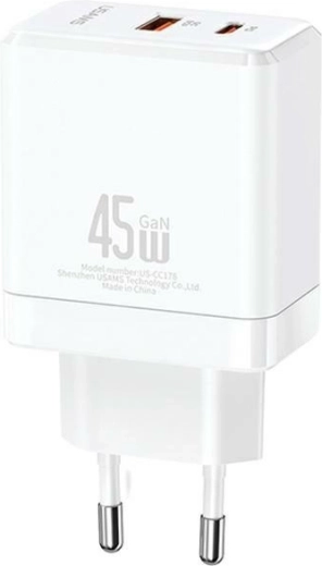 Network Charger USB-C+USB-A 45W GaN PD 3.0