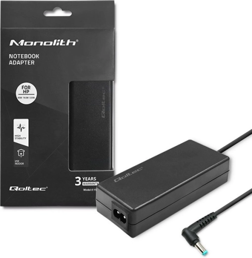 Adattatore di alimentazione per HP 65 W, 19,5 V, 3,33 A, connettore 4,5 × 3,0 mm Slim – Qoltec