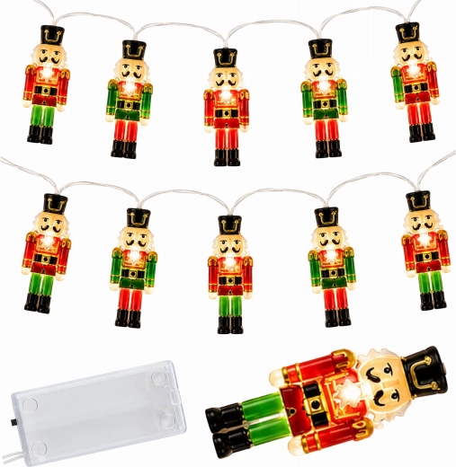 Guirlande lumineuse LED de Noël avec casse-noisettes, 10 lumières - 1 pièce