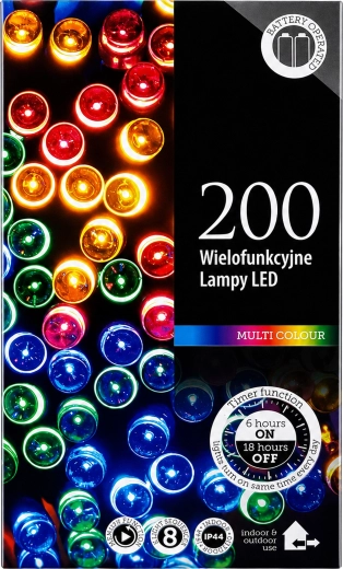 Christmas LED string lights 20 m, 200 RGB diodes - 1 piece