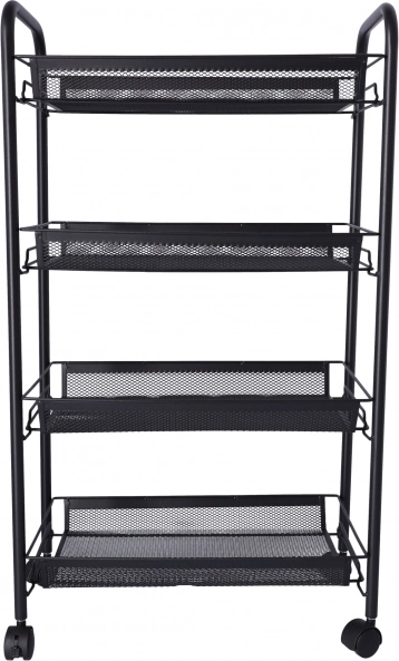 Bathroom and Kitchen Shelf with Four Spacious Shelves - Black