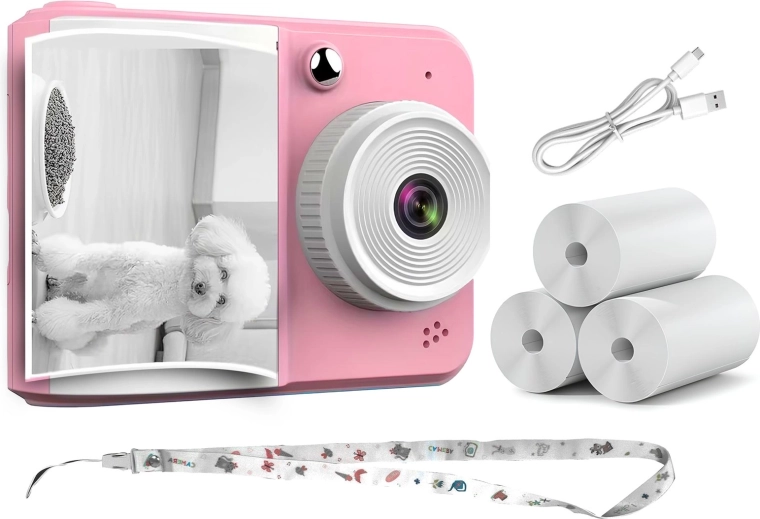 RENEW FORCE børneinstantkamera med 3 ruller papir, pink
