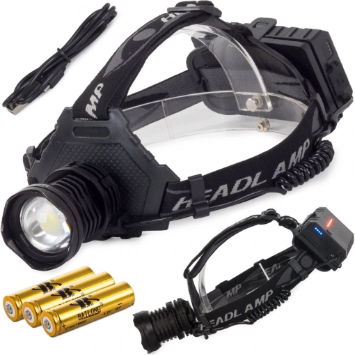 Professional Headlamp Bailong with LED and Powerbank Cree XHP70