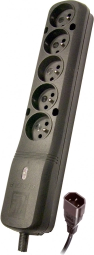 Surge-protected power strip LZ-530 BW 1.5 m with IEC connector