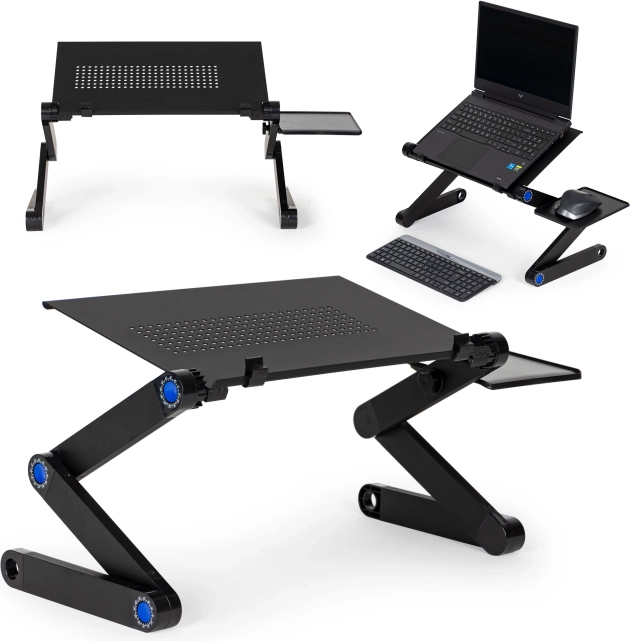Supporto pieghevole regolabile in alluminio per laptop con supporto per mouse