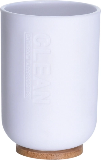 Bicchiere da bagno con base in bambù 300 ml, bianco
