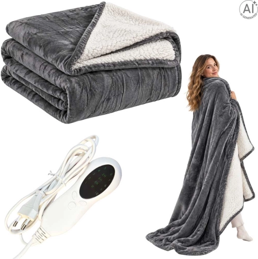 Electric heated blanket 183 × 213 cm with timer and 10 heating levels