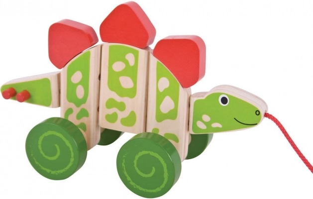 Dinosauro stegosauro in legno da traino Bigjigs Baby