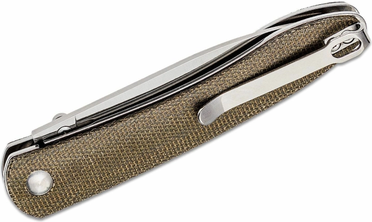 Micarta verde testurizzata con clip da tasca