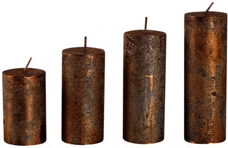 Candele rustiche dell'Avvento Provence color rame, 4 pezzi