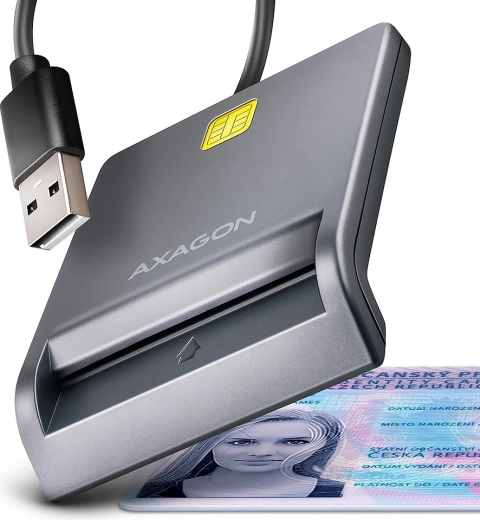 AXAGON lettore di chip e carte ID USB con cavo da 1,3 m
