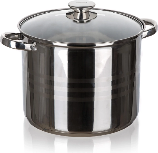 Rustfri stålkasserolle LIVING 26 cm med glaslåg 11,1 l