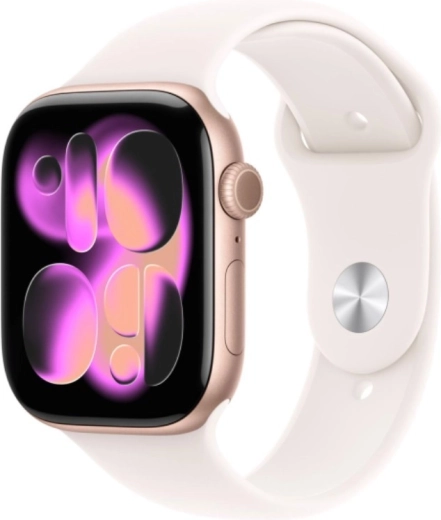 Apple Watch Series 11 GPS + Cellular 42 mm aluminium or rose avec bracelet sport M/L rose pâle