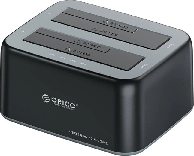Orico dokovacia stanica pre 2.5"/3.5" HDD/SSD s klonovaním, USB 3.2 Gen 2 10 Gb/s, čierna
