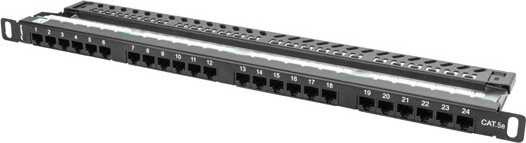Patch panel 24 porte 0.5U Cat.5e nero