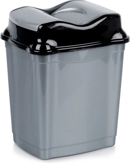 Plastični koš za odpadke z nihajnim pokrovom 9 l, siv