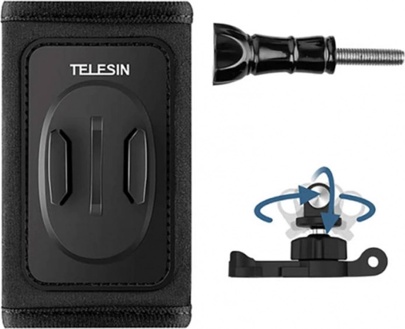 TELESIN Backpack Mount Set with 360° Rotating J-Hook for Action Cameras
