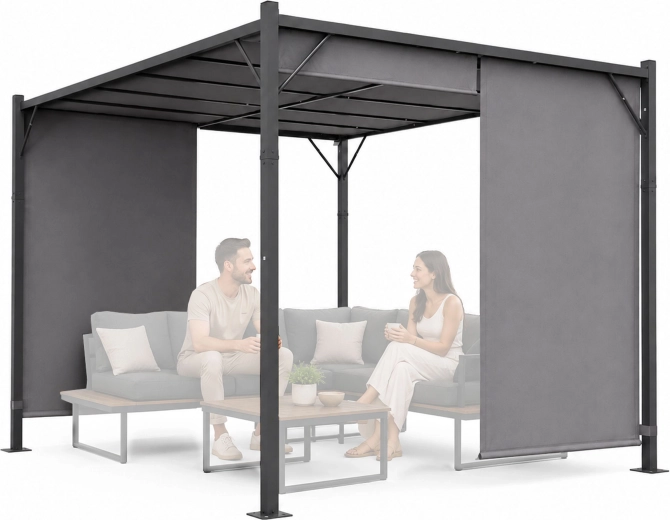 MultiGarden tuinpergola 3 × 4 m met verstelbaar dak, grijs